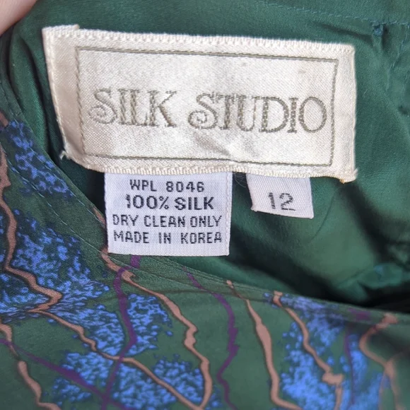 Vintage Green and Blue Silk Dress - Picture 7 of 7